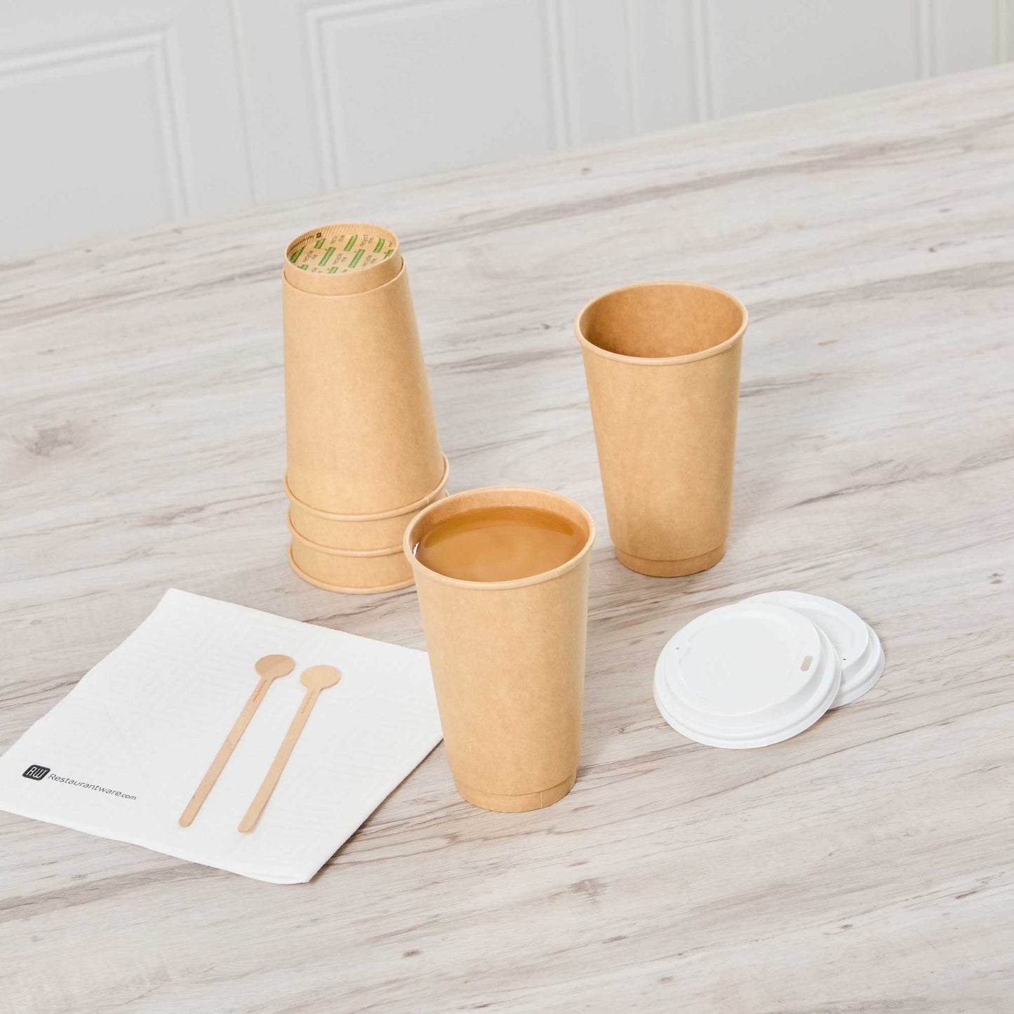 Restpresso 16 oz Kraft Paper Coffee Cup - Double Wall - 3 1/2" x 3 1/2" x 5 1/2" - 500 count box