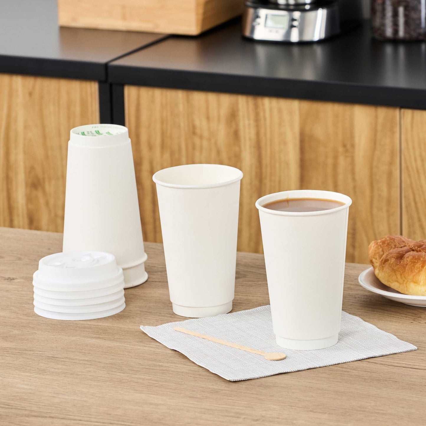 Restpresso 16 oz White Paper Coffee Cup - Double Wall - 3 1/2" x 3 1/2" x 5 1/2" - 500 count box