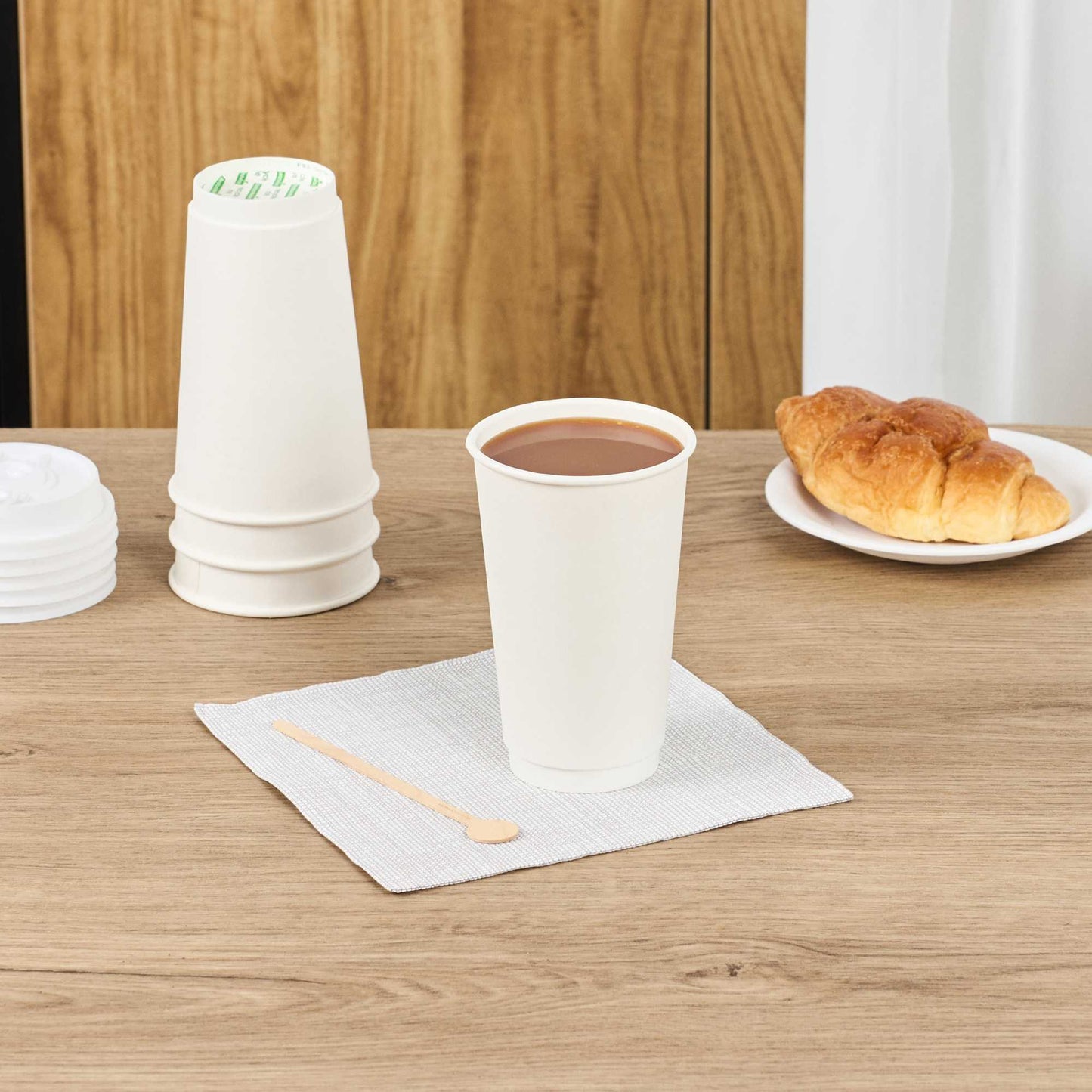 Restpresso 16 oz White Paper Coffee Cup - Double Wall - 3 1/2" x 3 1/2" x 5 1/2" - 500 count box