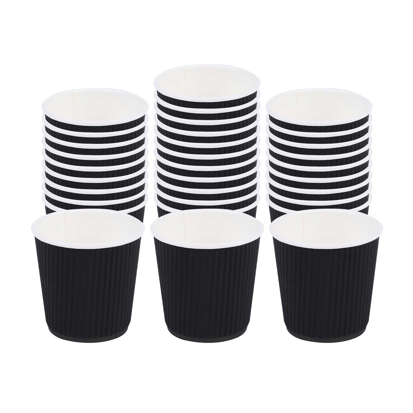 Restpresso 4 oz Black Paper Coffee Cup - Ripple Wall - 2 1/2" x 2 1/2" x 2 1/4" - 25 count box