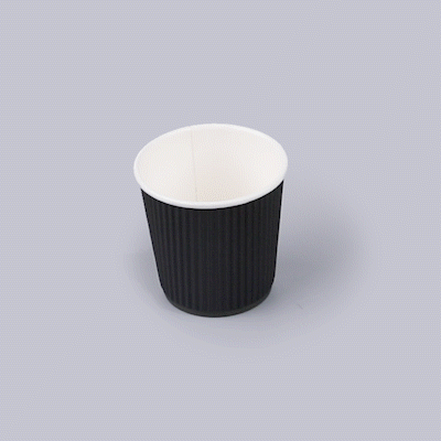 Restpresso 4 oz Black Paper Coffee Cup - Ripple Wall - 2 1/2" x 2 1/2" x 2 1/4" - 25 count box
