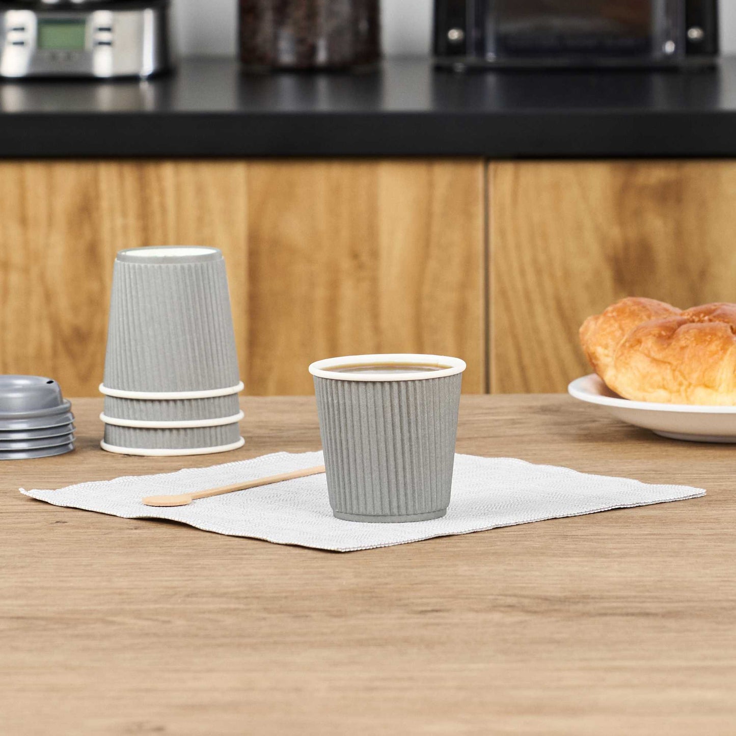 Restpresso 4 oz Gray Paper Coffee Cup - Ripple Wall - 2 1/2" x 2 1/2" x 2 1/4" - 500 count box