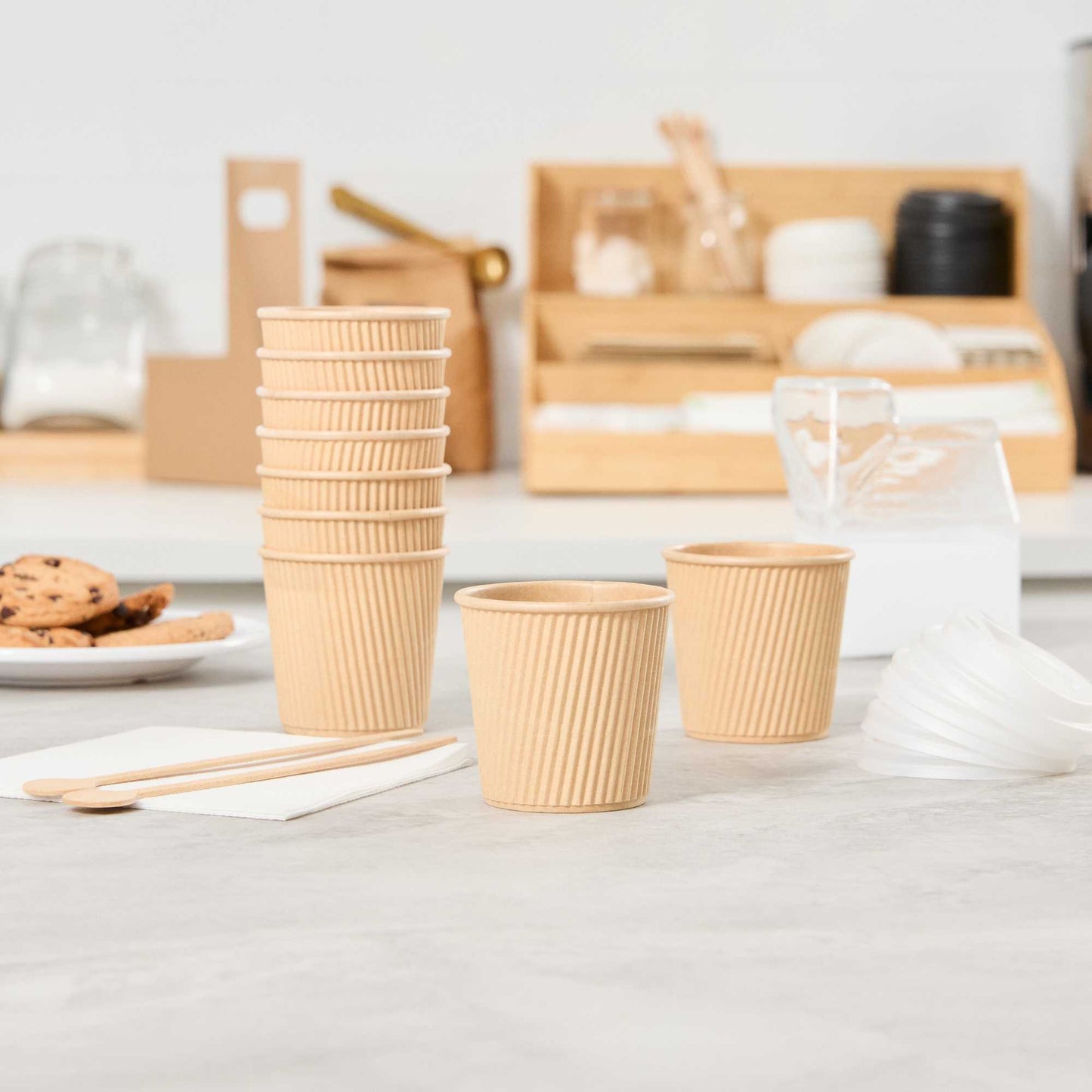 Restpresso 4 oz Kraft Paper Coffee Cup - Ripple Wall - 2 1/2" x 2 1/2" x 2 1/4" - 500 count box