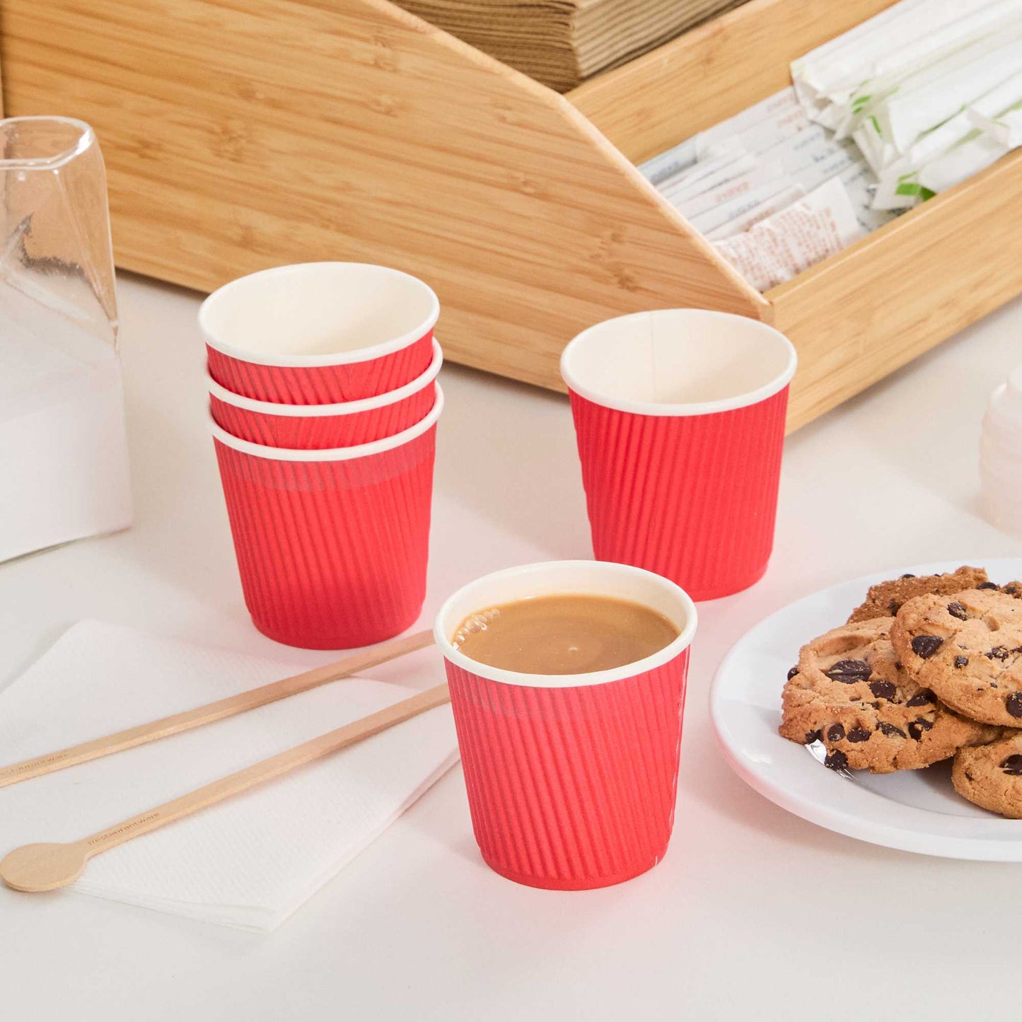 Restpresso 4 oz Red Paper Coffee Cup - Ripple Wall - 2 1/2" x 2 1/2" x 2 1/4" - 500 count box