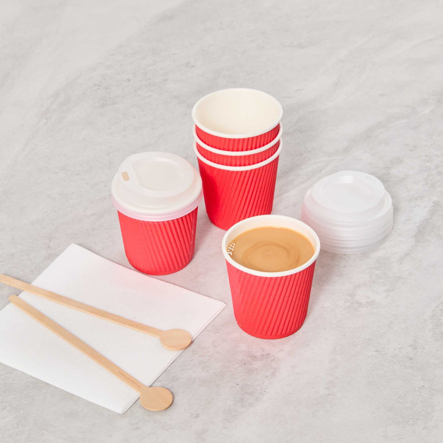 Restpresso 4 oz Red Paper Coffee Cup - Ripple Wall - 2 1/2" x 2 1/2" x 2 1/4" - 500 count box