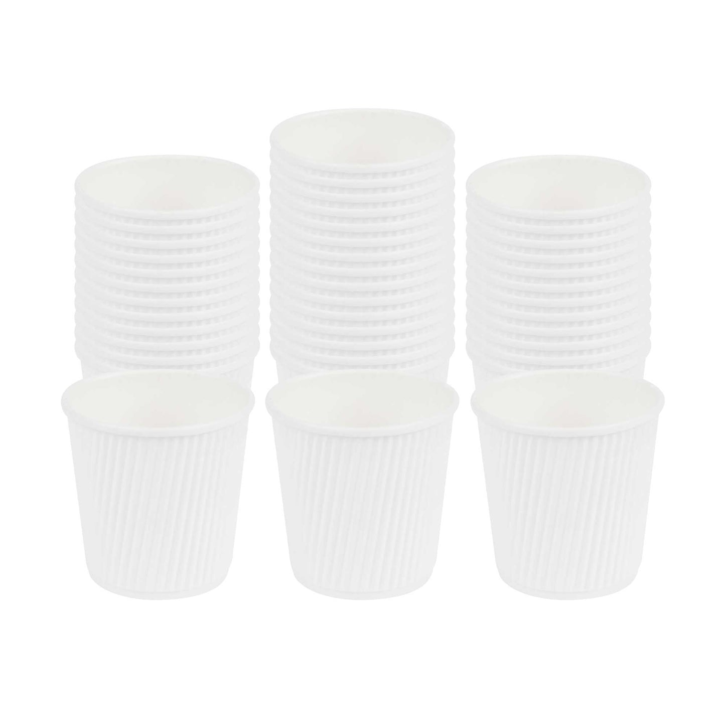 Restpresso 4 oz White Paper Coffee Cup - Ripple Wall - 2 1/2" x 2 1/2" x 2 1/4" - 25 count box