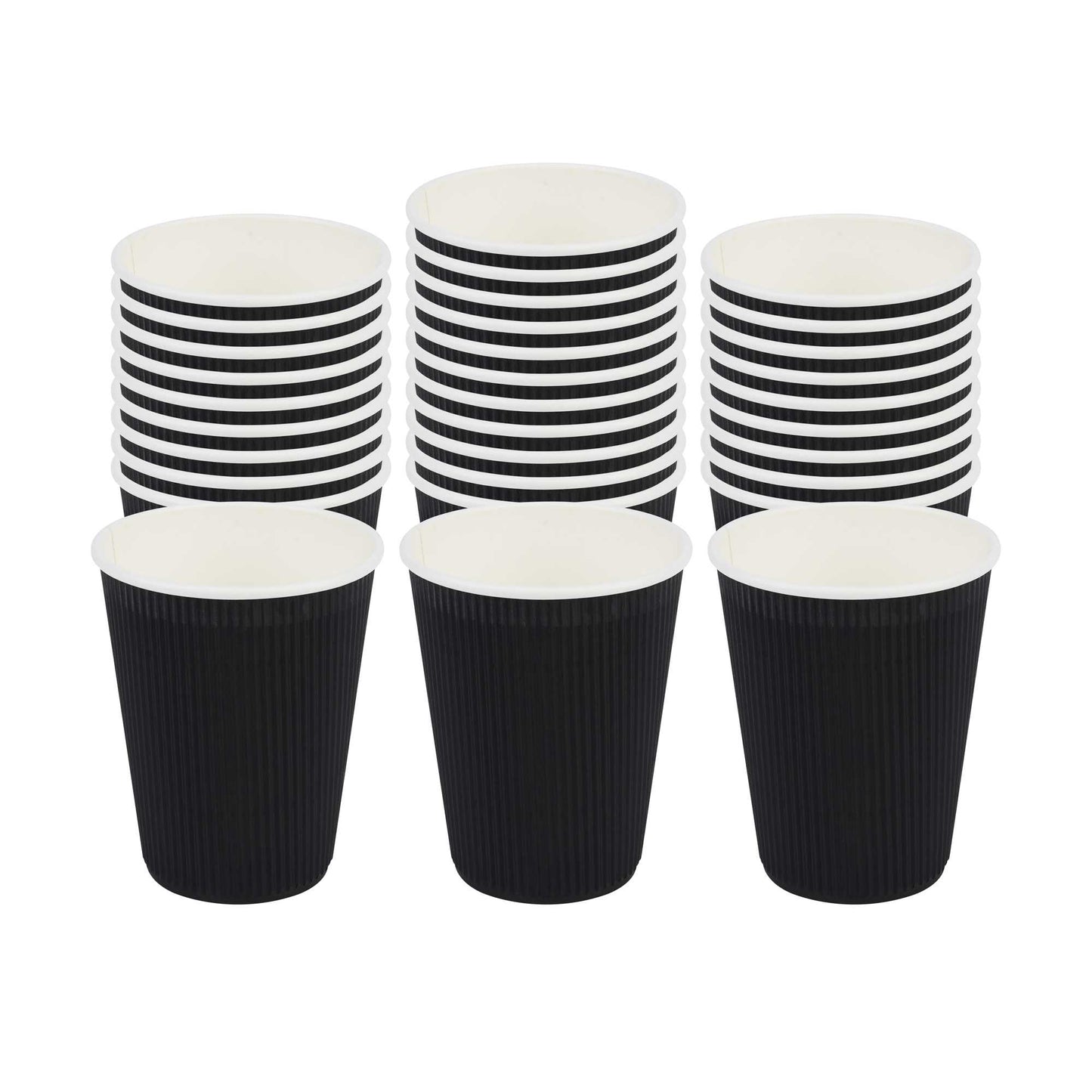 Restpresso 12 oz Black Paper Coffee Cup - Ripple Wall - 3 1/2" x 3 1/2" x 4 1/4" - 500 count box