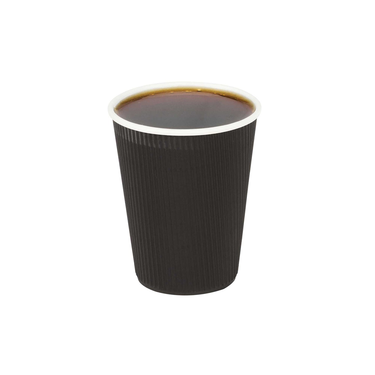 Restpresso 12 oz Black Paper Coffee Cup - Ripple Wall - 3 1/2" x 3 1/2" x 4 1/4" - 25 count box