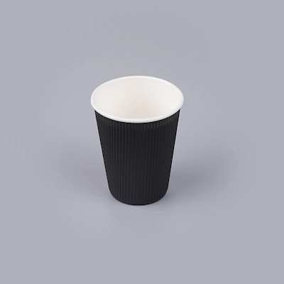 Restpresso 12 oz Black Paper Coffee Cup - Ripple Wall - 3 1/2" x 3 1/2" x 4 1/4" - 25 count box