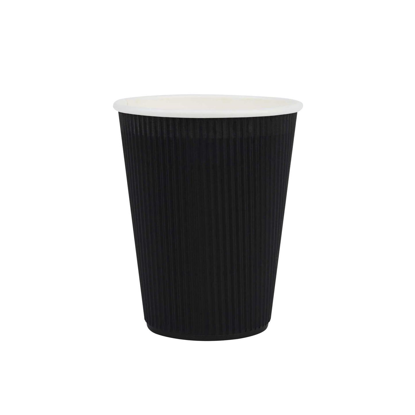 Restpresso 12 oz Black Paper Coffee Cup - Ripple Wall - 3 1/2" x 3 1/2" x 4 1/4" - 25 count box