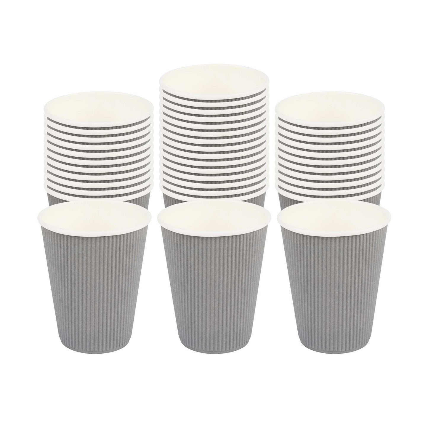 Restpresso 12 oz Gray Paper Coffee Cup - Ripple Wall - 3 1/2" x 3 1/2" x 4 1/4" - 500 count box
