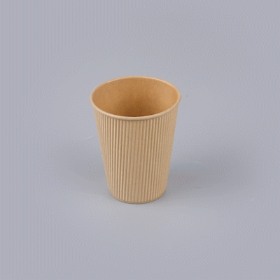 Restpresso 12 oz Kraft Paper Coffee Cup - Ripple Wall - 3 1/2" x 3 1/2" x 4 1/4" - 500 count box