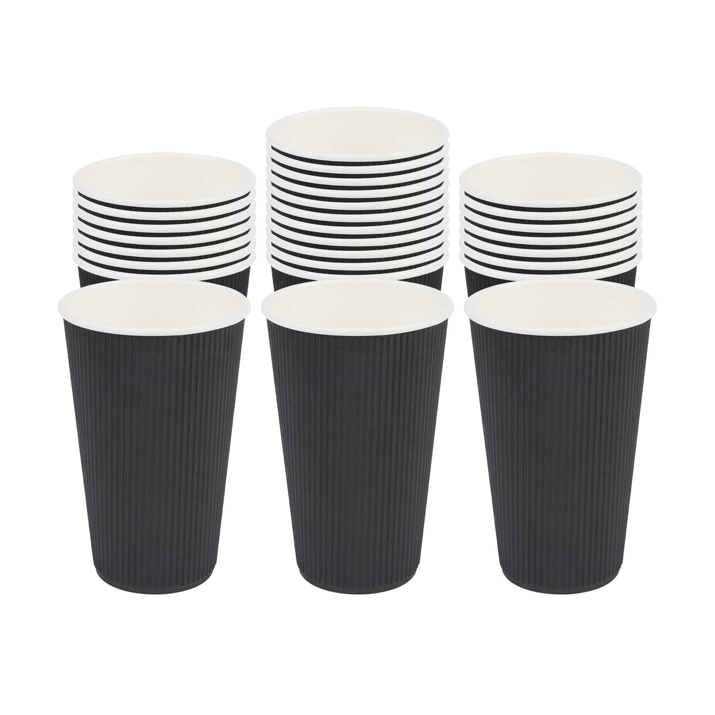 Restpresso 16 oz Black Paper Coffee Cup - Ripple Wall - 3 1/2" x 3 1/2" x 5 1/2" - 500 count box