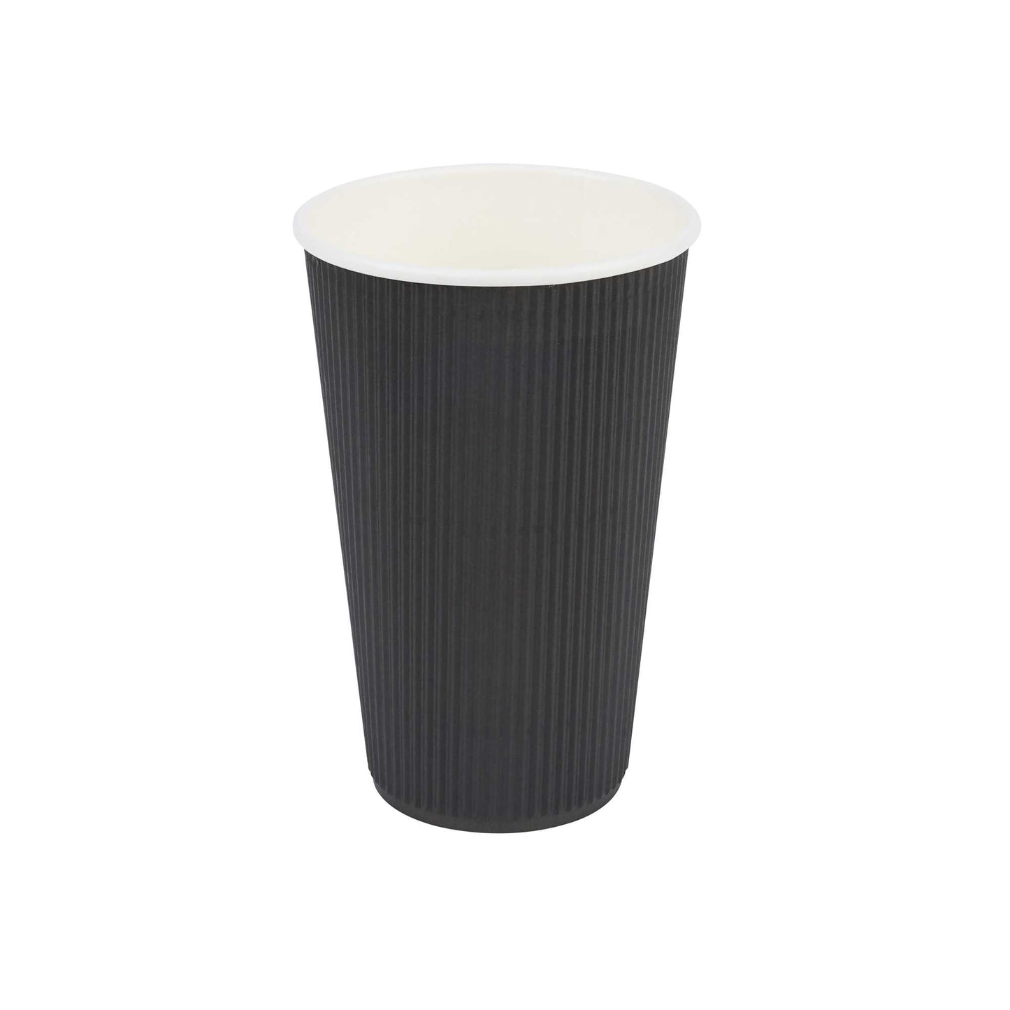 Restpresso 16 oz Black Paper Coffee Cup - Ripple Wall - 3 1/2" x 3 1/2" x 5 1/2" - 500 count box