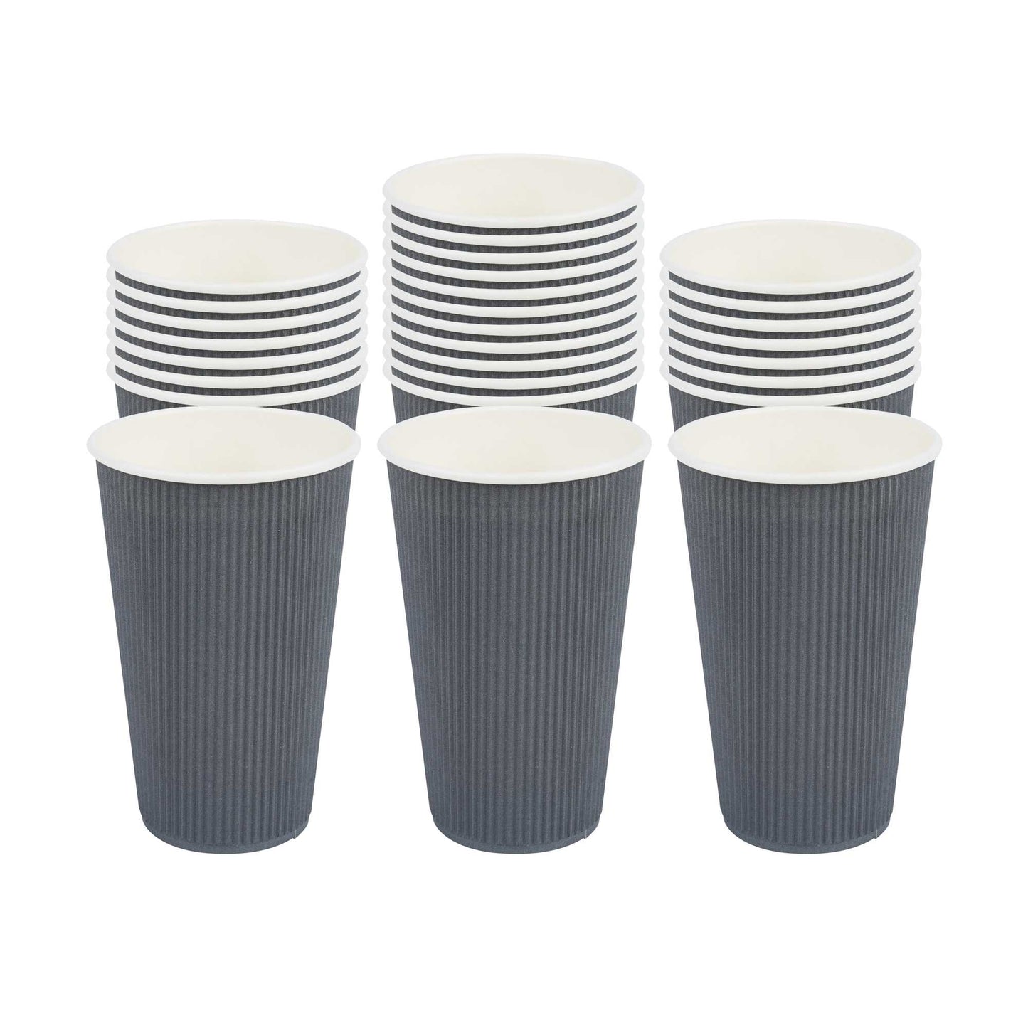 Restpresso 16 oz Gray Paper Coffee Cup - Ripple Wall - 3 1/2" x 3 1/2" x 5 1/2" - 500 count box
