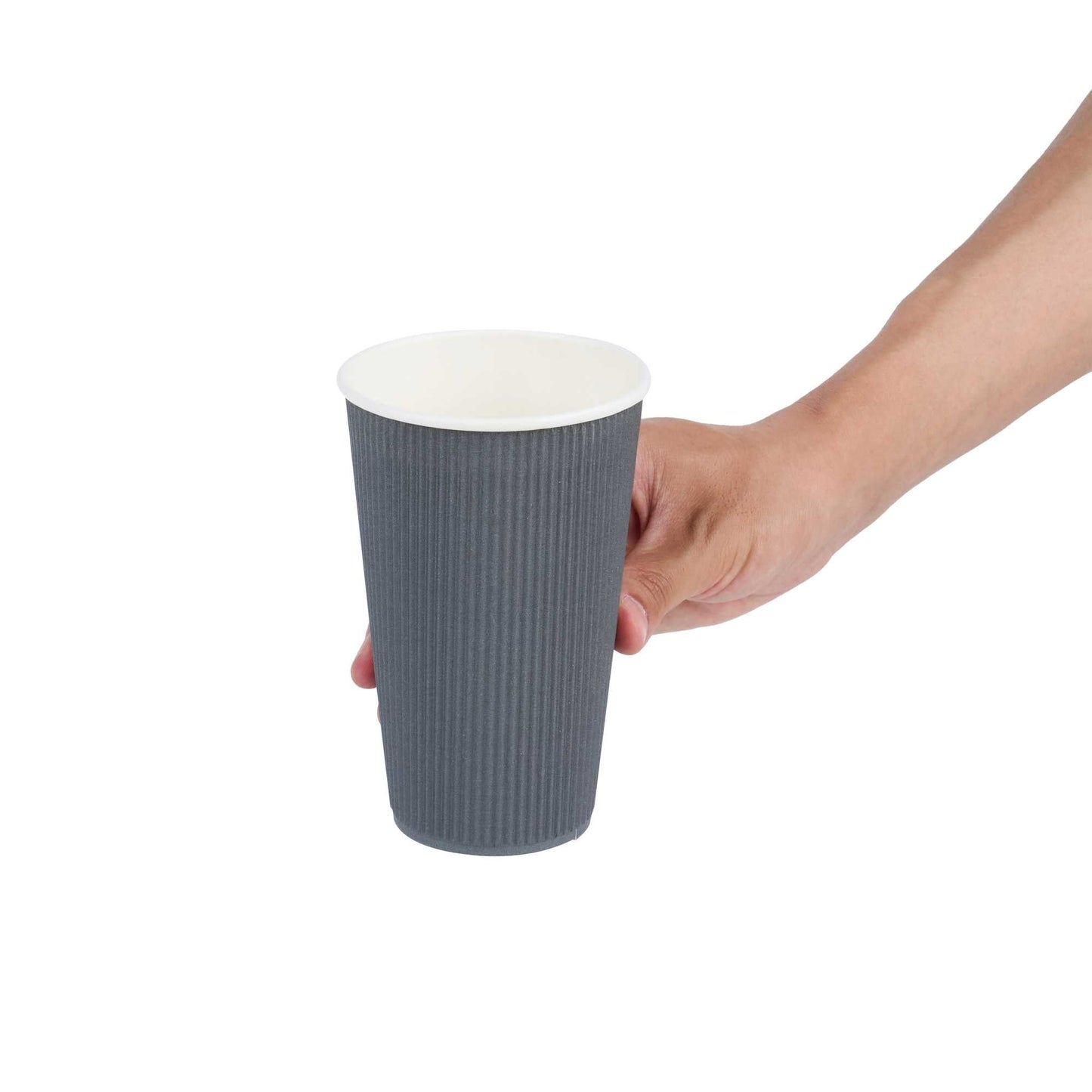 Restpresso 16 oz Gray Paper Coffee Cup - Ripple Wall - 3 1/2" x 3 1/2" x 5 1/2" - 500 count box