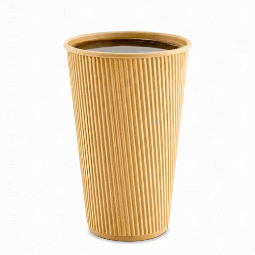 Restpresso 16 oz Kraft Paper Coffee Cup - Ripple Wall - 3 1/2" x 3 1/2" x 5 1/2" - 500 count box
