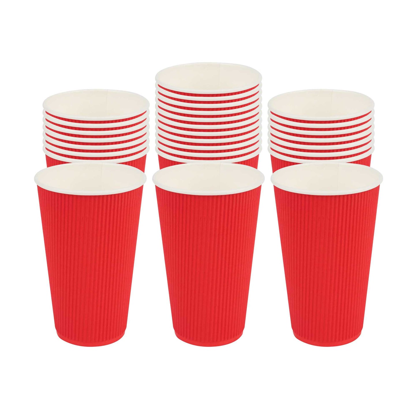 Restpresso 16 oz Red Paper Coffee Cup - Ripple Wall - 3 1/2" x 3 1/2" x 5 1/2" - 500 count box
