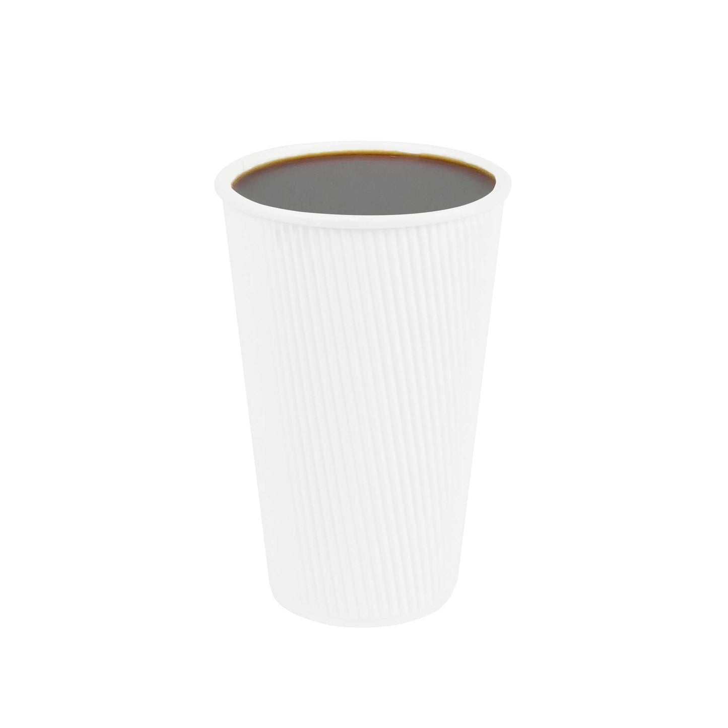 Restpresso 16 oz White Paper Coffee Cup - Ripple Wall - 3 1/2" x 3 1/2" x 5 1/2" - 25 count box