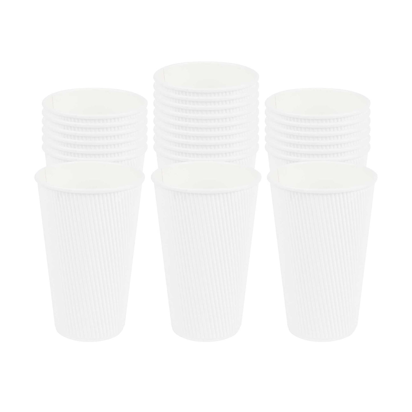 Restpresso 16 oz White Paper Coffee Cup - Ripple Wall - 3 1/2" x 3 1/2" x 5 1/2" - 25 count box