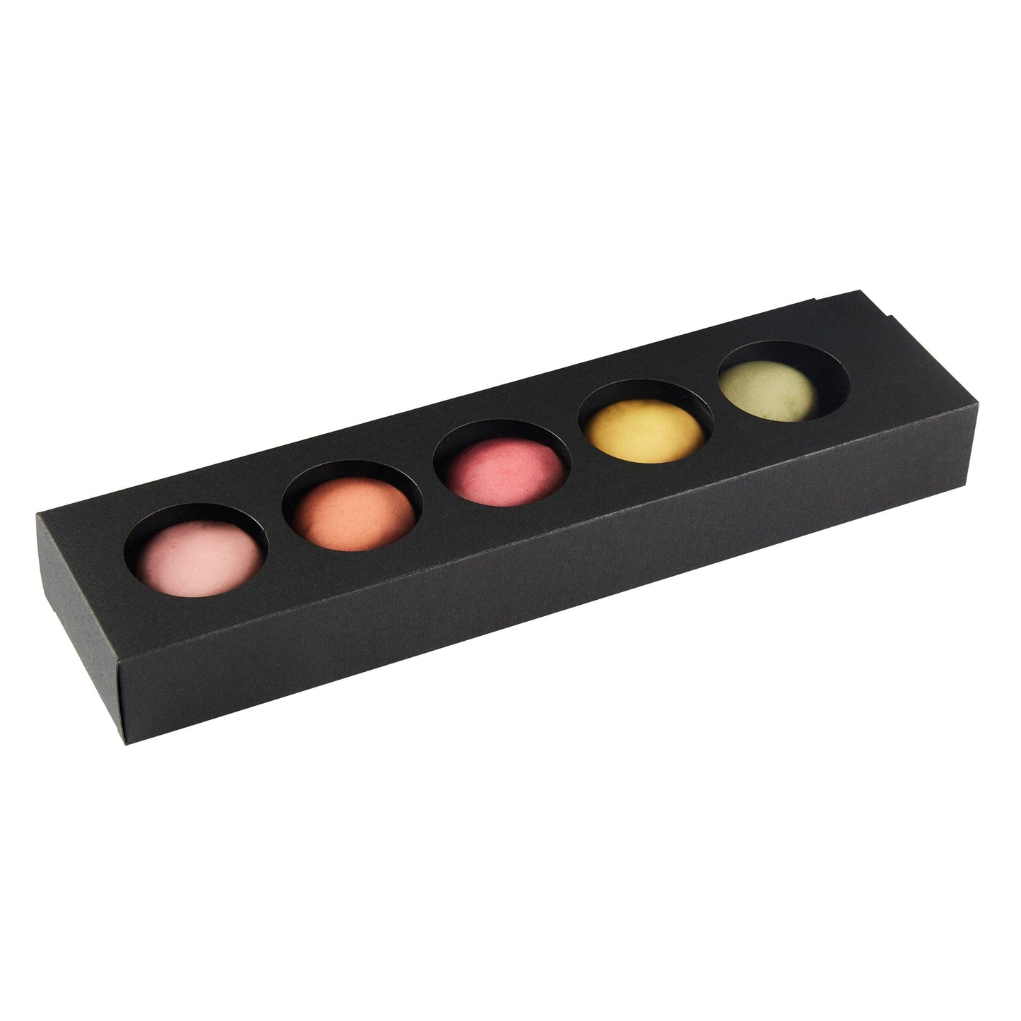 Valentino Rectangle Black Paper Macaron Box - Holds 5 Macarons - 12" x 3" x 1 1/2" - 100 count box