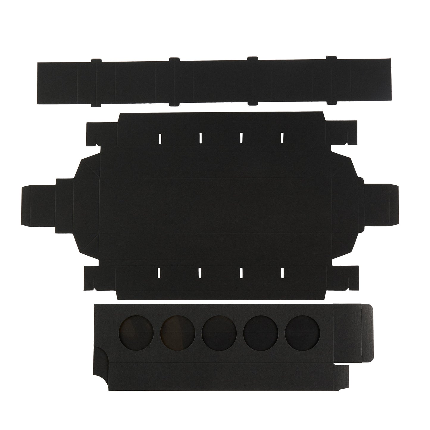 Valentino Rectangle Black Paper Macaron Box - Holds 5 Macarons - 12" x 3" x 1 1/2" - 100 count box