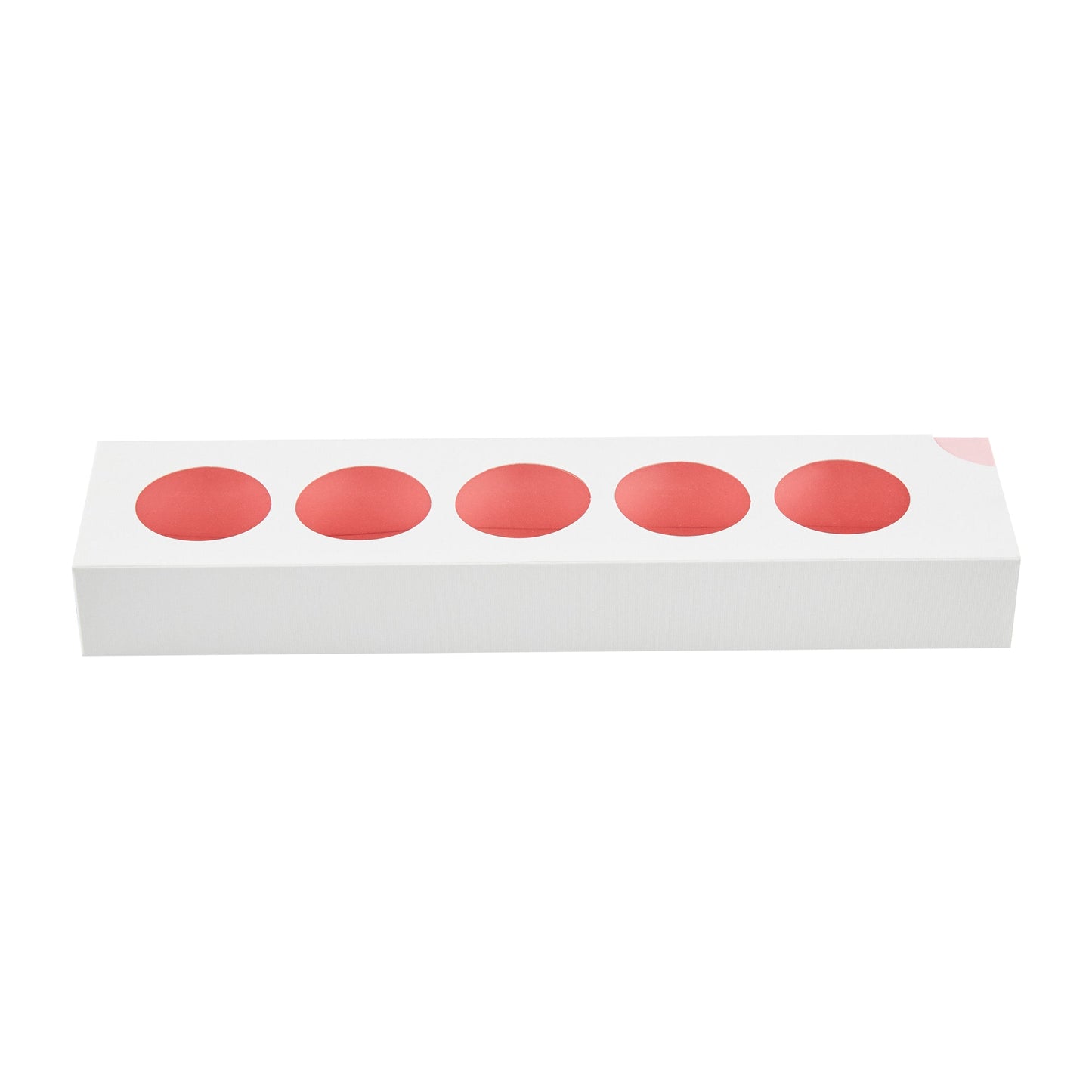 Valentino Rectangle White and Pink Paper Macaron Box - Holds 5 Macarons - 12" x 3" x 1 1/2" - 100 count box