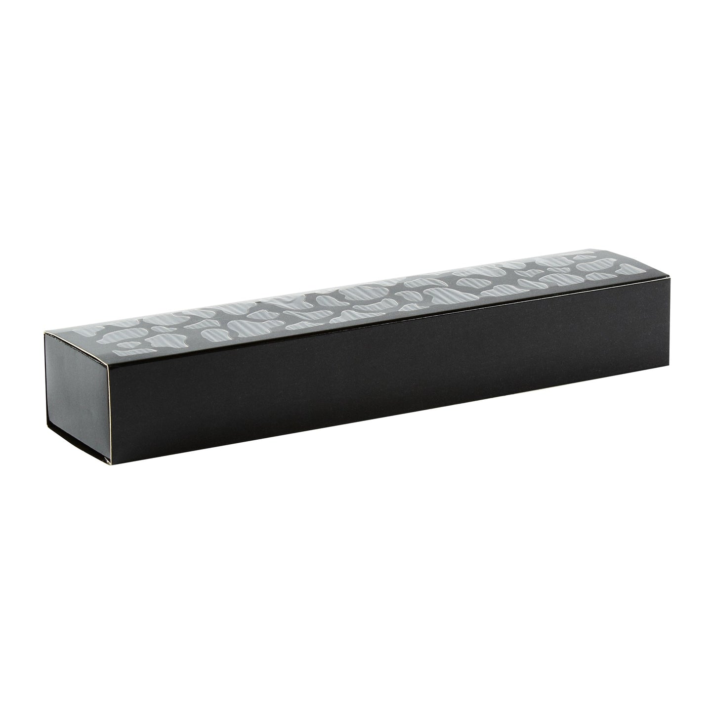 Sentiero Rectangle Black Paper Macaron Box - Holds 5 Macarons - 10" x 2 1/4" x 1 1/2" - 100 count box