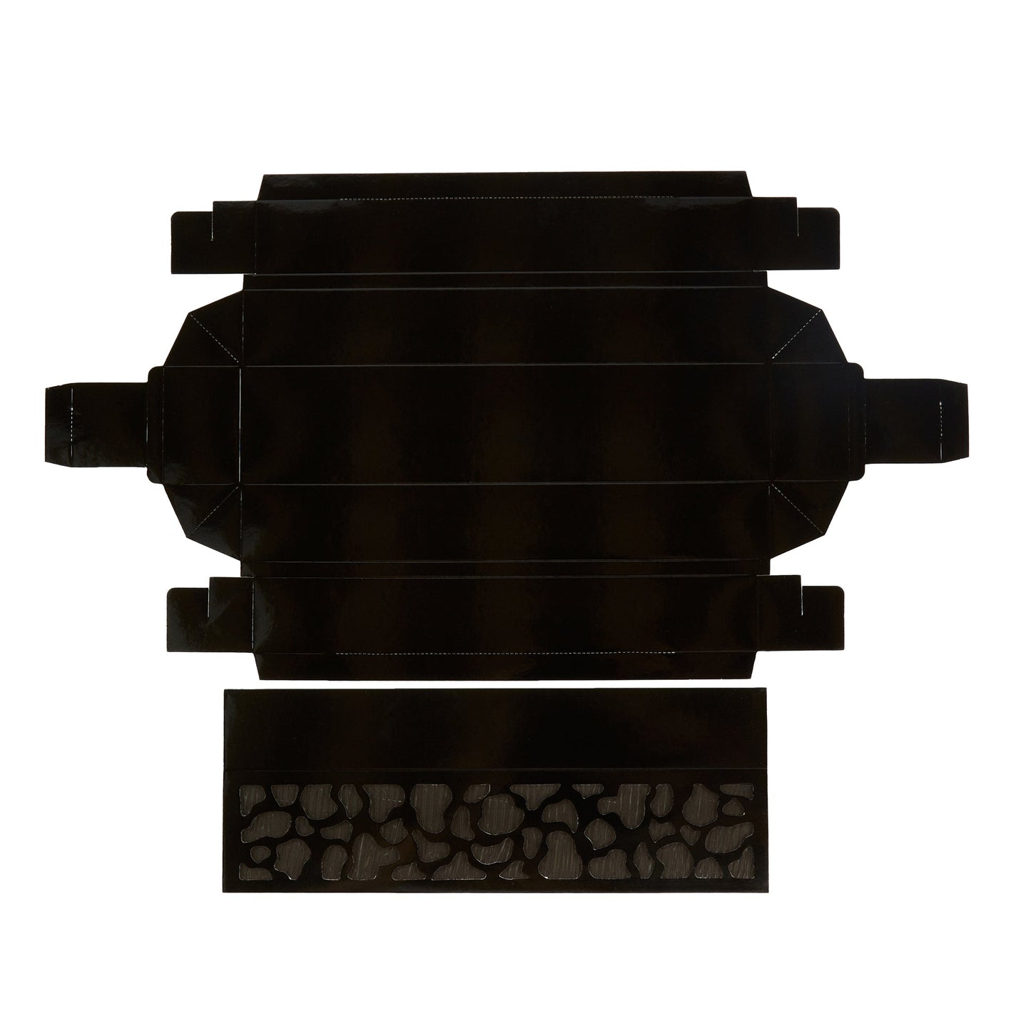 Sentiero Rectangle Black Paper Macaron Box - Holds 5 Macarons - 10" x 2 1/4" x 1 1/2" - 100 count box