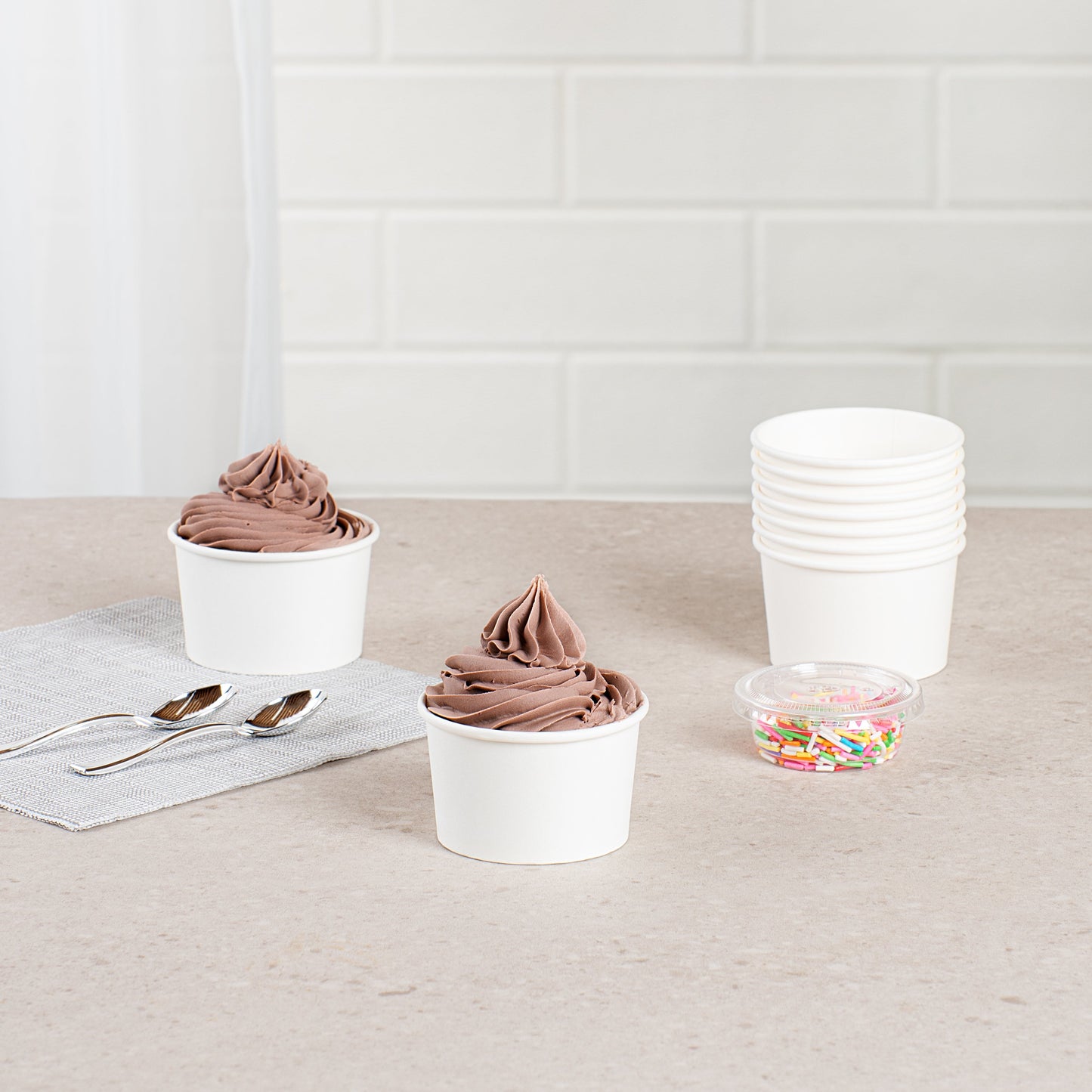 Coppetta 3 oz Round White Paper To Go Cup - 3" x 3" x 1 3/4" - 200 count box