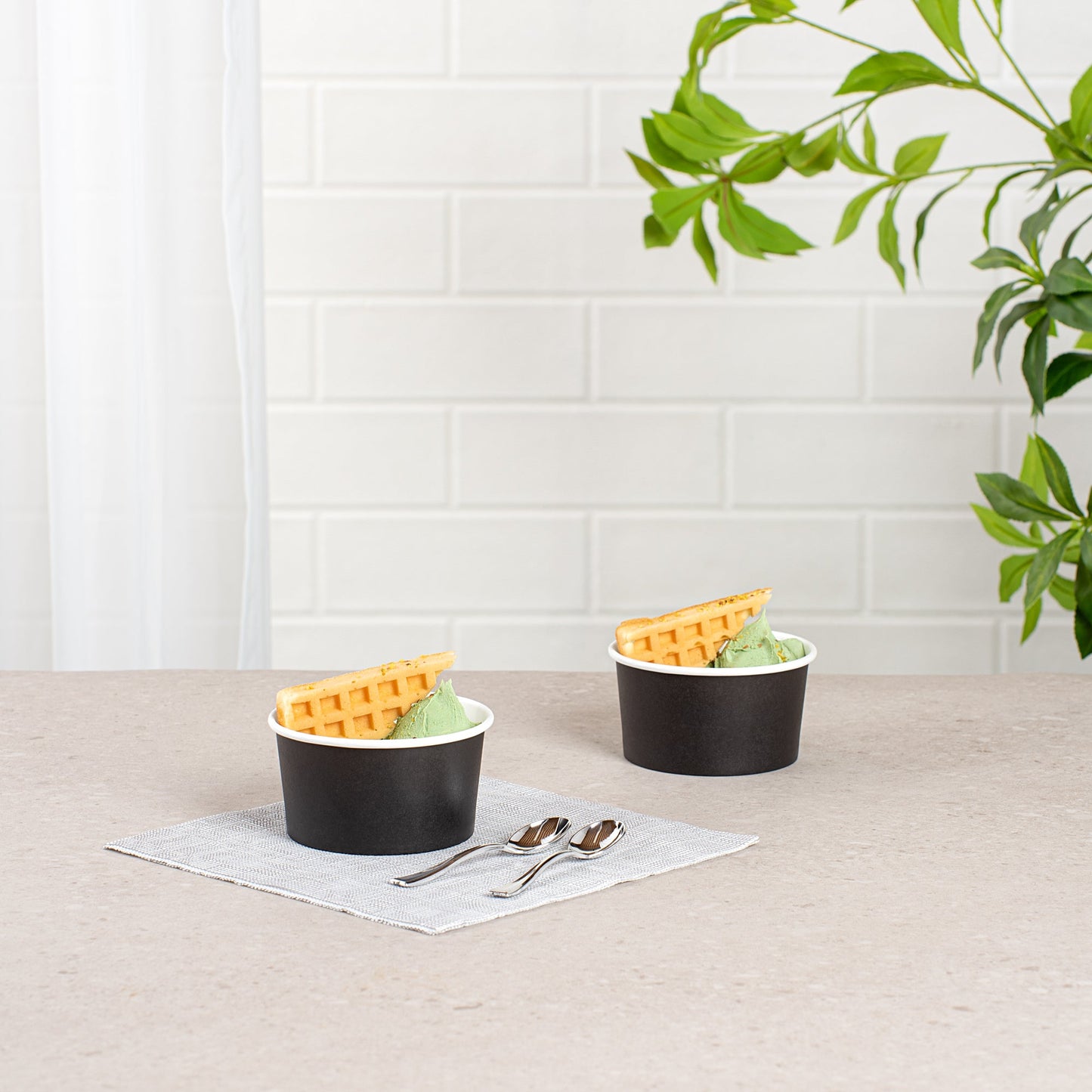 Coppetta 8 oz Round Black Paper To Go Cup - 3 3/4" x 3 3/4" x 2 1/4" - 200 count box