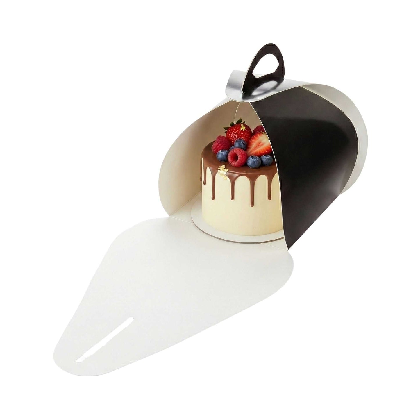 Ingenero Black Paper Small Lunch and Cake Box - 6 1/2" x 6 1/2" x 6 1/2" - 100 count box