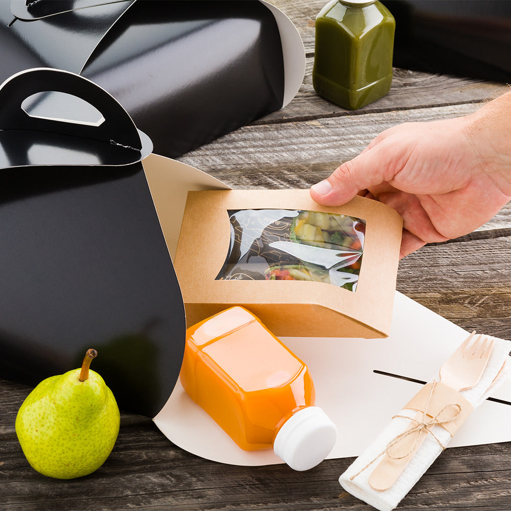 Ingenero Black Paper Medium Lunch and Cake Box - 7 3/4" x 7 3/4" x 5" - 100 count box