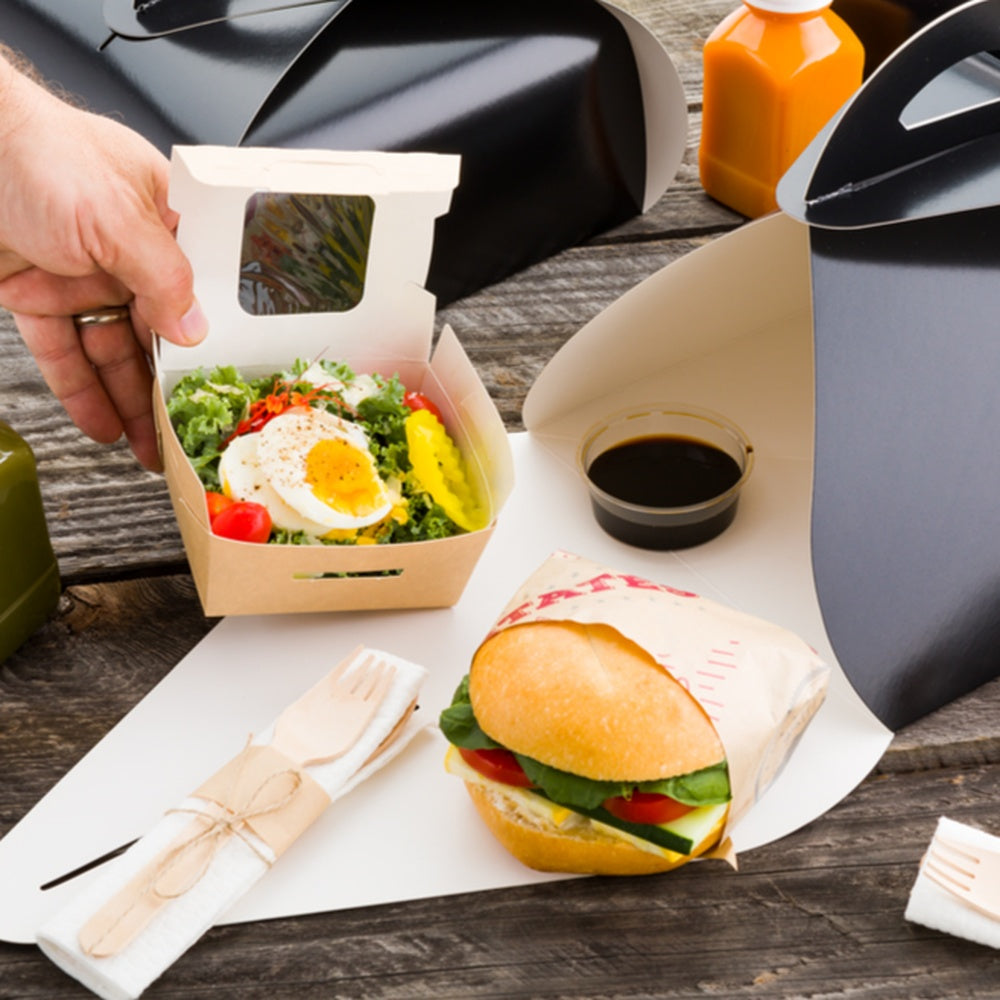 Ingenero Black Paper Large Lunch and Cake Box - 9" x 9" x 4 3/4" - 100 count box