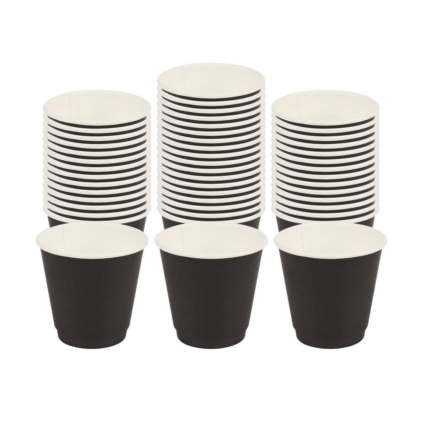 Restpresso 8 oz Round Black Paper Coffee Cup - Double Wall - 3 1/2" x 3 1/2" x 3 1/4" - 500 count box