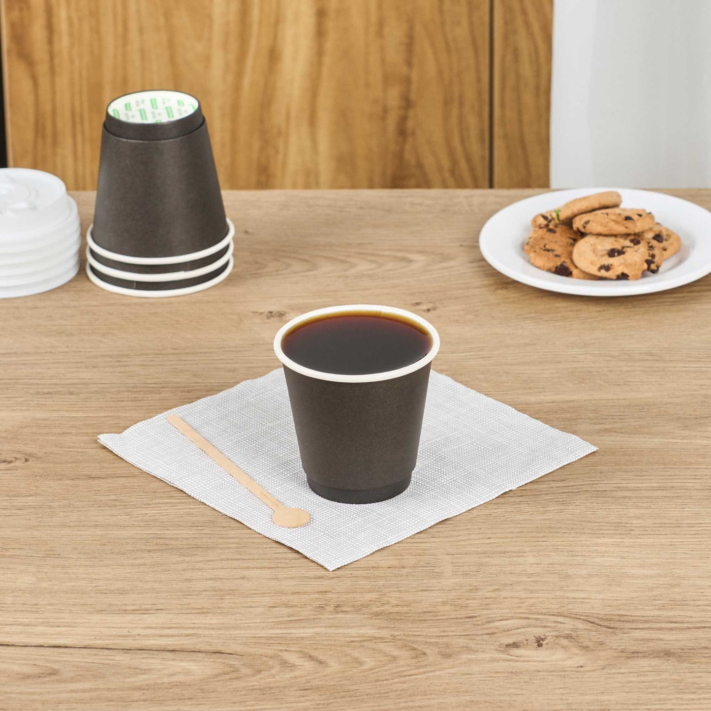 Restpresso 8 oz Black Paper Coffee Cup - Double Wall - 3 1/2" x 3 1/2" x 3 1/4" - 25 count box
