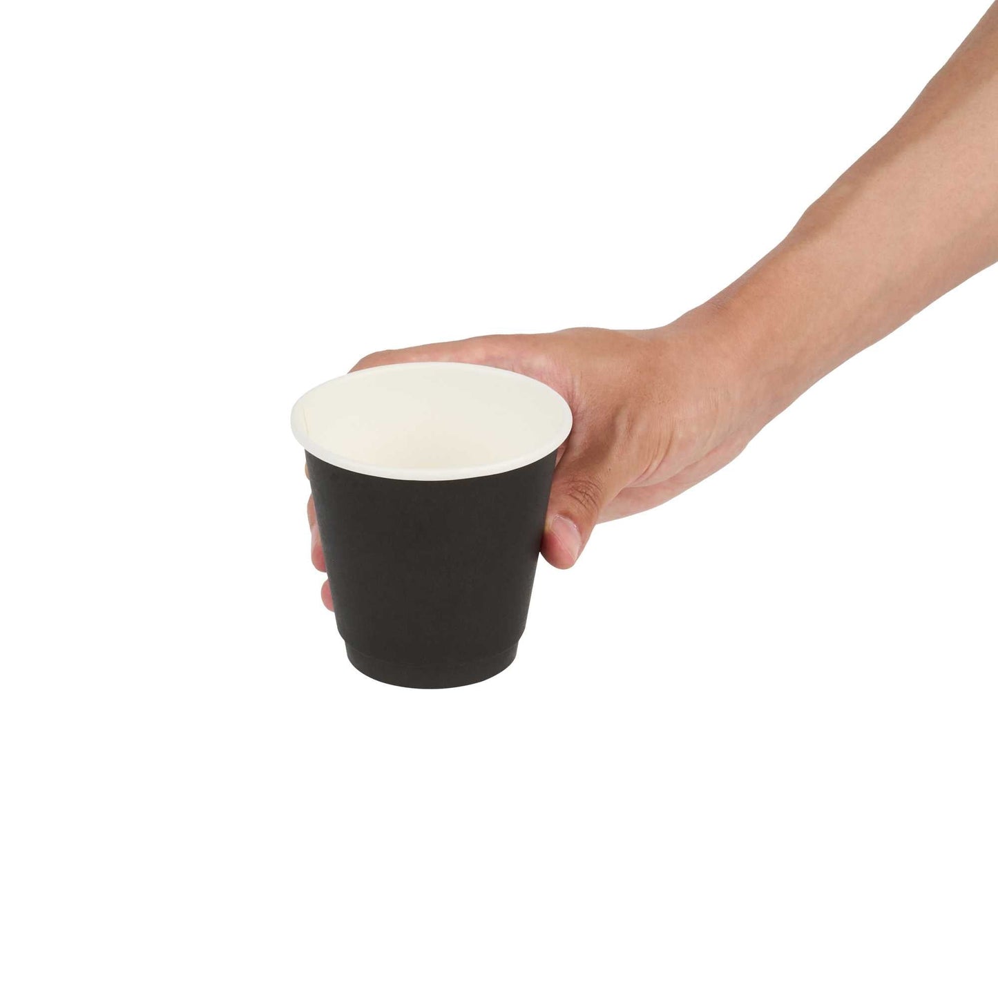 Restpresso 8 oz Round Black Paper Coffee Cup - Double Wall - 3 1/2" x 3 1/2" x 3 1/4" - 500 count box