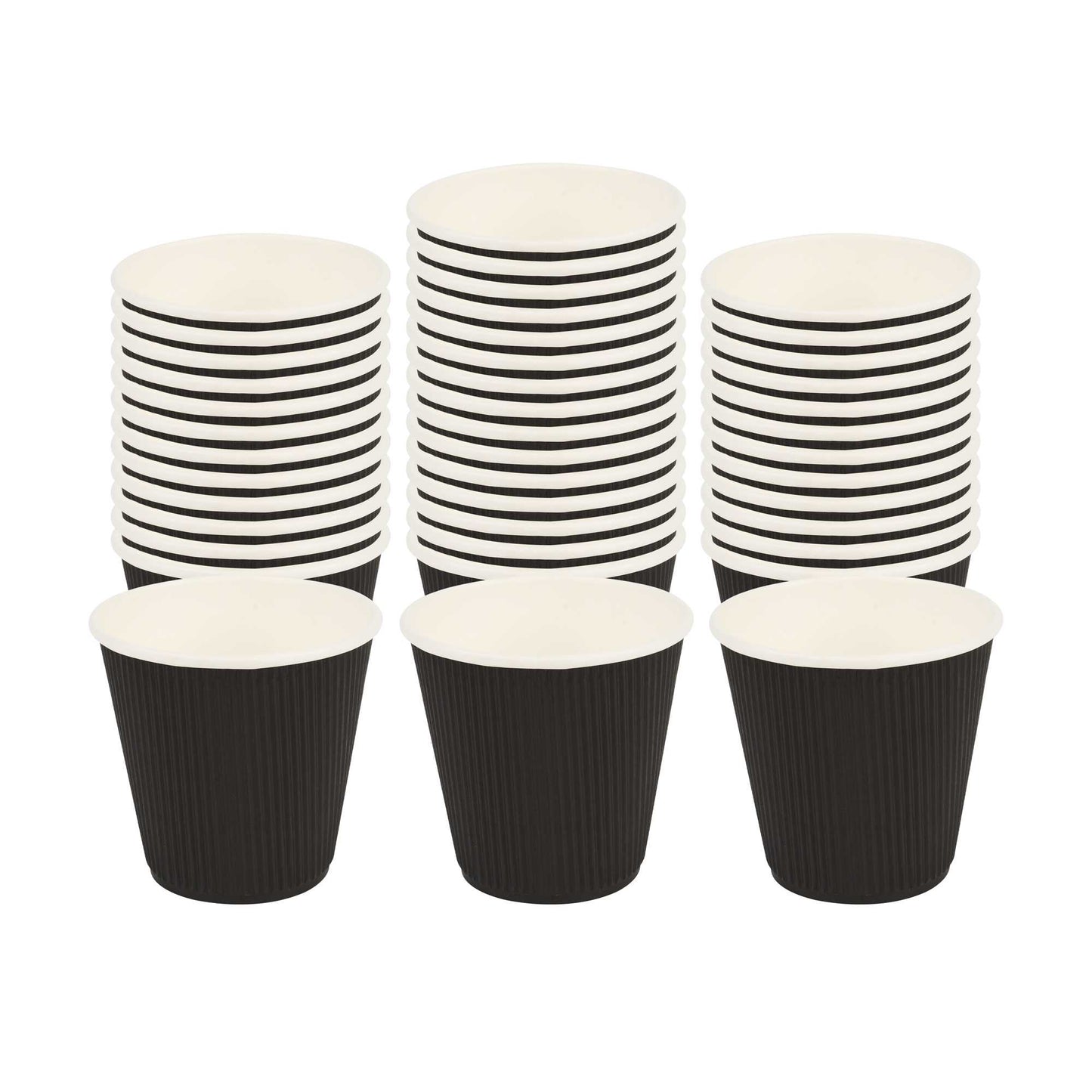 Restpresso 8 oz Black Paper Coffee Cup - Ripple Wall - 3 1/2" x 3 1/2" x 3 1/4" - 25 count box