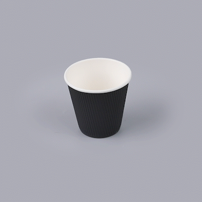 Restpresso 8 oz Round Black Paper Coffee Cup - Ripple Wall - 3 1/2" x 3 1/2" x 3 1/4" - 500 count box