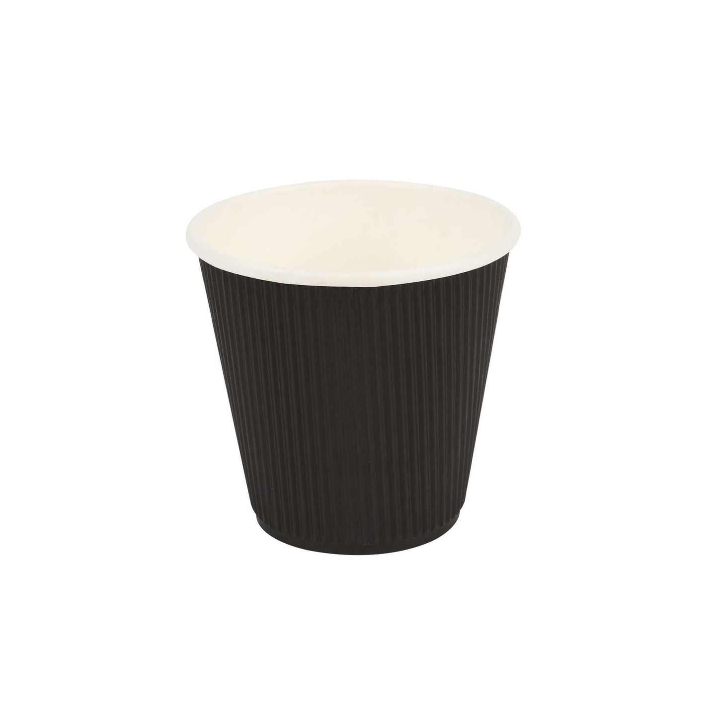 Restpresso 8 oz Round Black Paper Coffee Cup - Ripple Wall - 3 1/2" x 3 1/2" x 3 1/4" - 500 count box