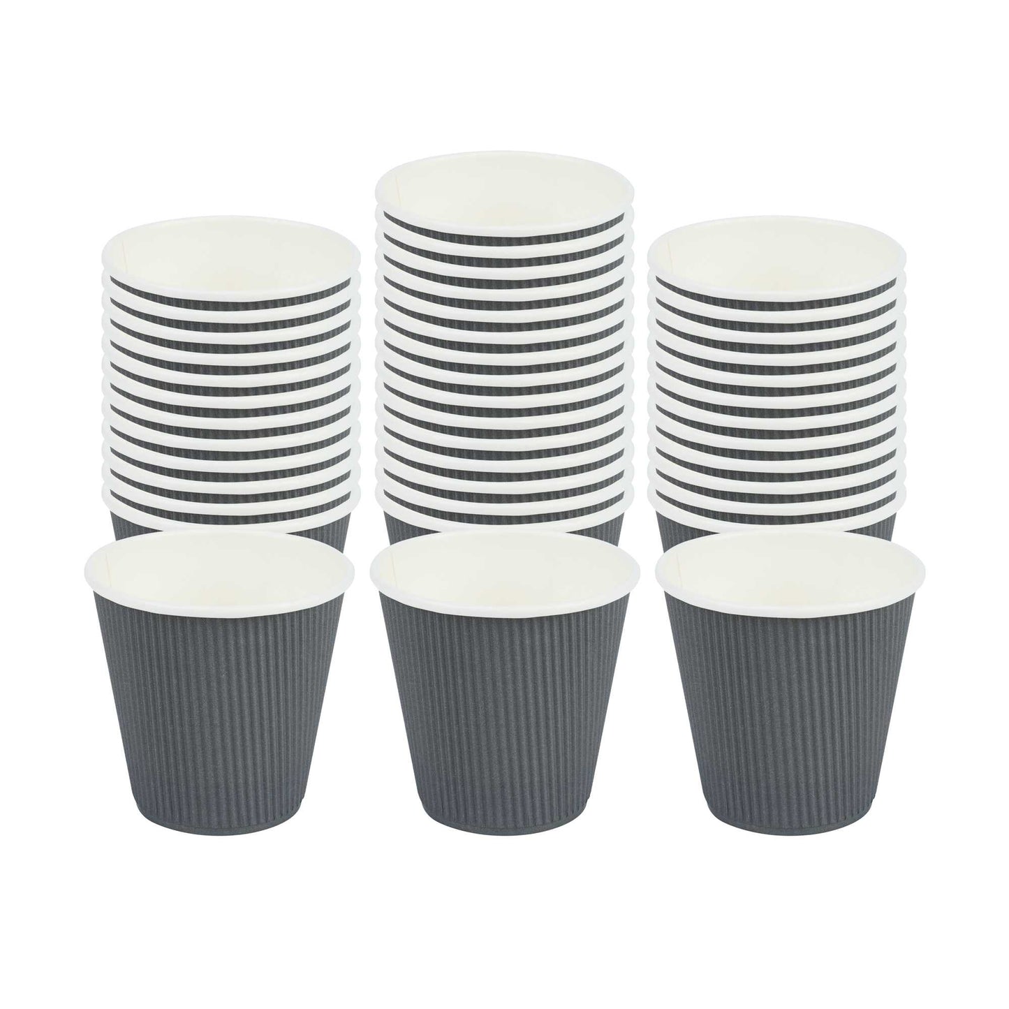 Restpresso 8 oz Gray Paper Coffee Cup - Ripple Wall - 3 1/2" x 3 1/2" x 3 1/4" - 500 count box