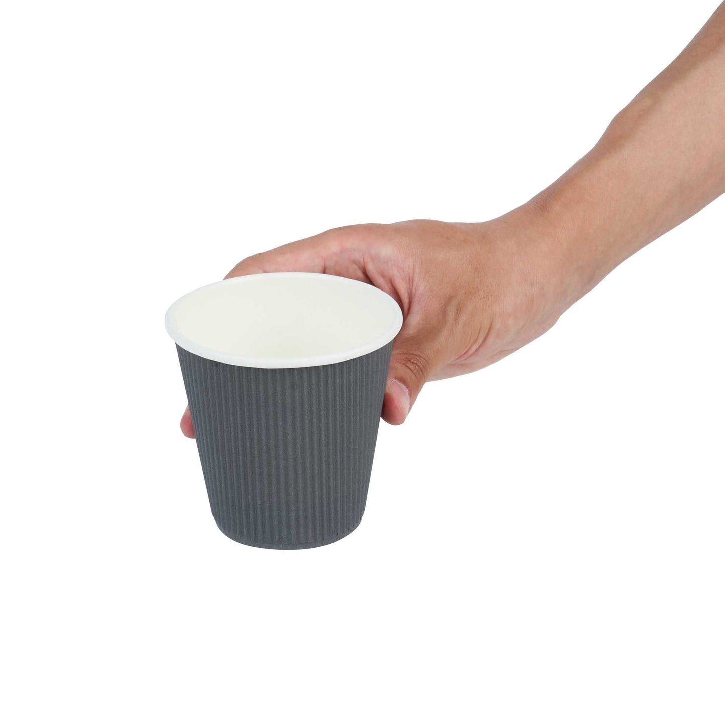Restpresso 8 oz Gray Paper Coffee Cup - Ripple Wall - 3 1/2" x 3 1/2" x 3 1/4" - 500 count box