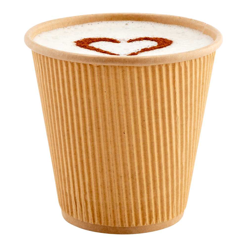 Restpresso 8 oz Kraft Paper Coffee Cup - Ripple Wall - 3 1/2" x 3 1/2" x 3 1/4" - 500 count box