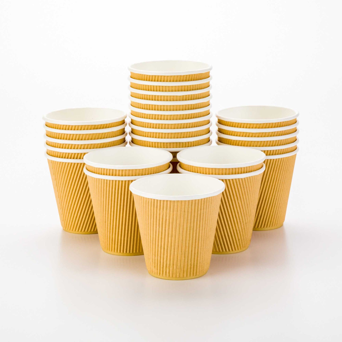 Restpresso 8 oz Kraft Paper Coffee Cup - Ripple Wall - 3 1/2" x 3 1/2" x 3 1/4" - 25 count box