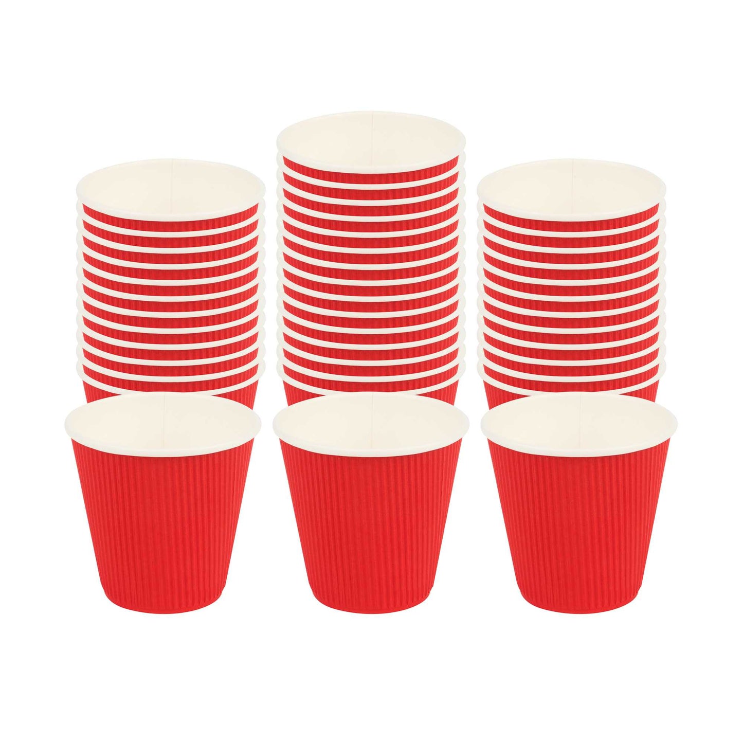 Restpresso 8 oz Red Paper Coffee Cup - Ripple Wall - 3 1/2" x 3 1/2" x 3 1/4" - 500 count box
