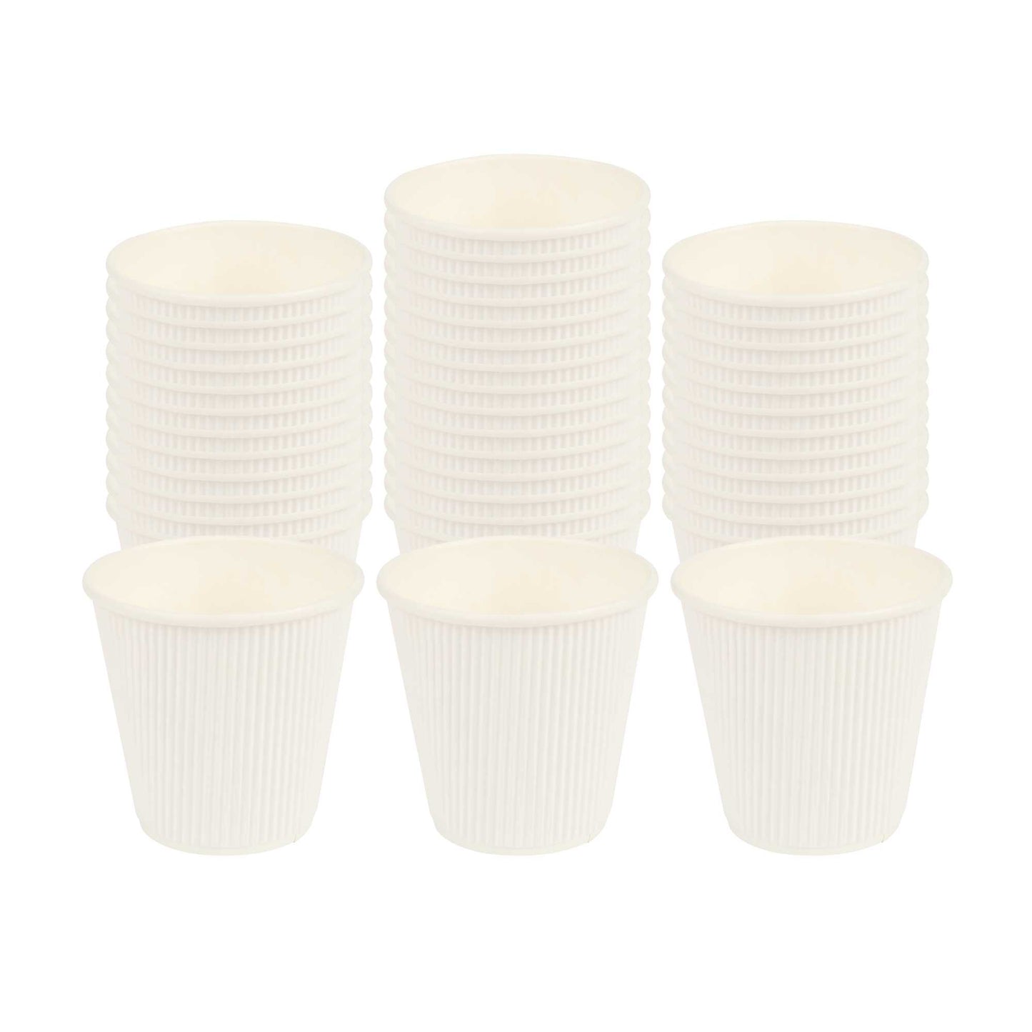 Restpresso 8 oz White Paper Coffee Cup - Ripple Wall - 3 1/2" x 3 1/2" x 3 1/4" - 500 count box