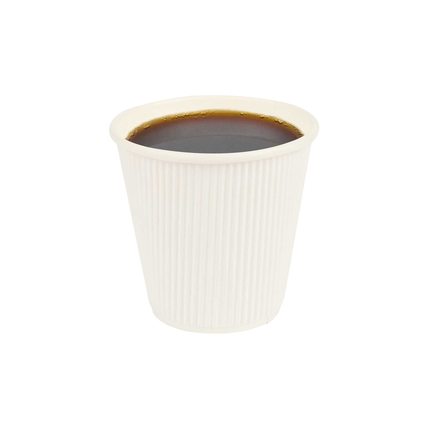 Restpresso 8 oz White Paper Coffee Cup - Ripple Wall - 3 1/2" x 3 1/2" x 3 1/4" - 25 count box