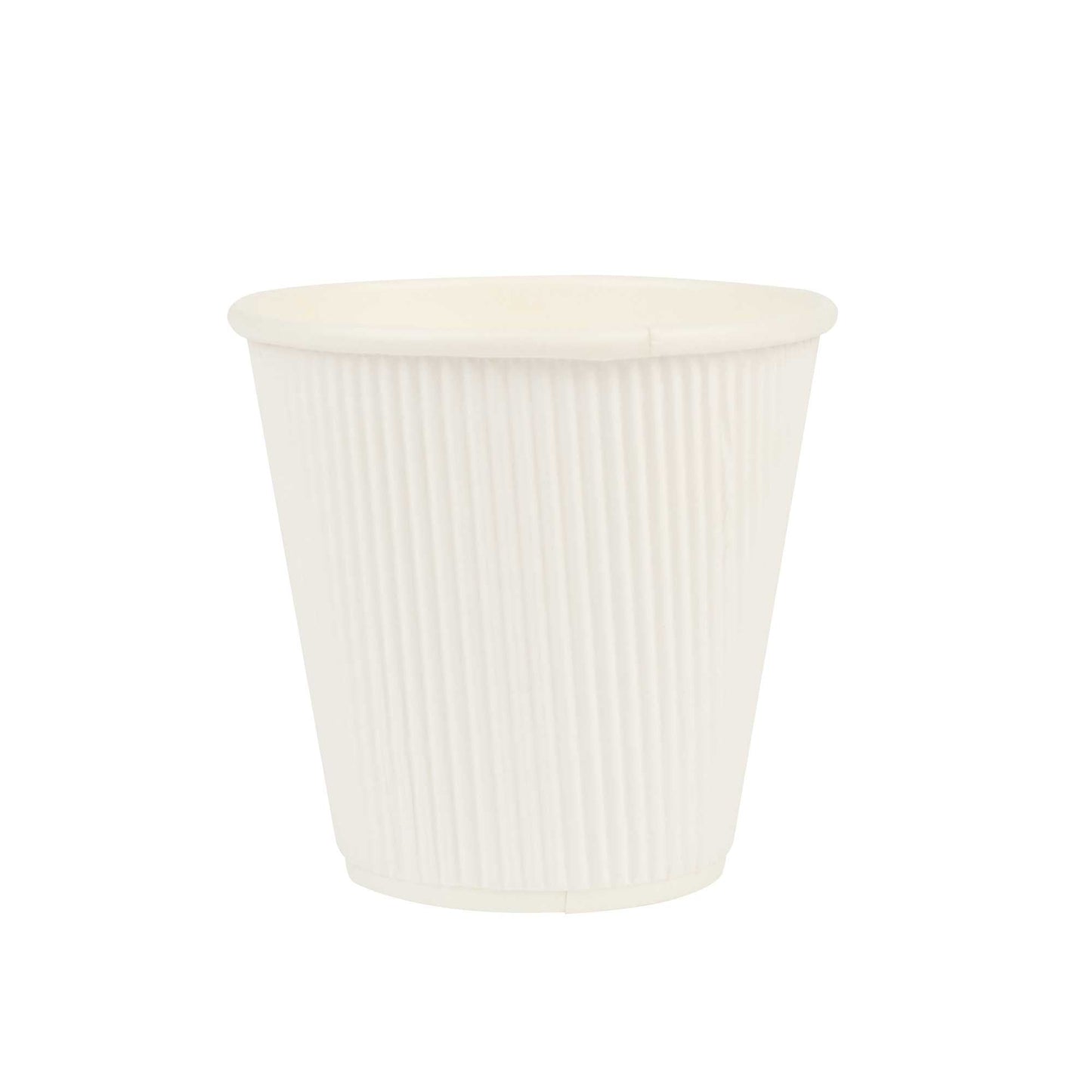 Restpresso 8 oz White Paper Coffee Cup - Ripple Wall - 3 1/2" x 3 1/2" x 3 1/4" - 25 count box