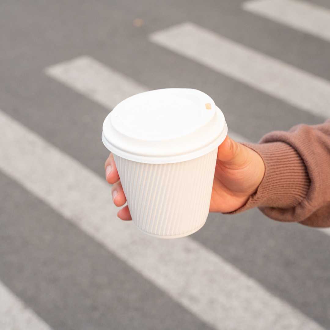Restpresso 8 oz White Paper Coffee Cup - Ripple Wall - 3 1/2" x 3 1/2" x 3 1/4" - 25 count box