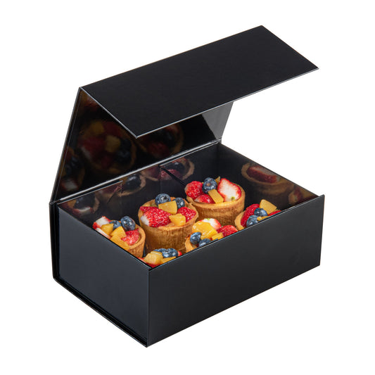 Cater Tek Rectangle Black Paper Medium Tic Tac Box - Magnetic - 9" x 6" x 3 1/2" - 10 count box